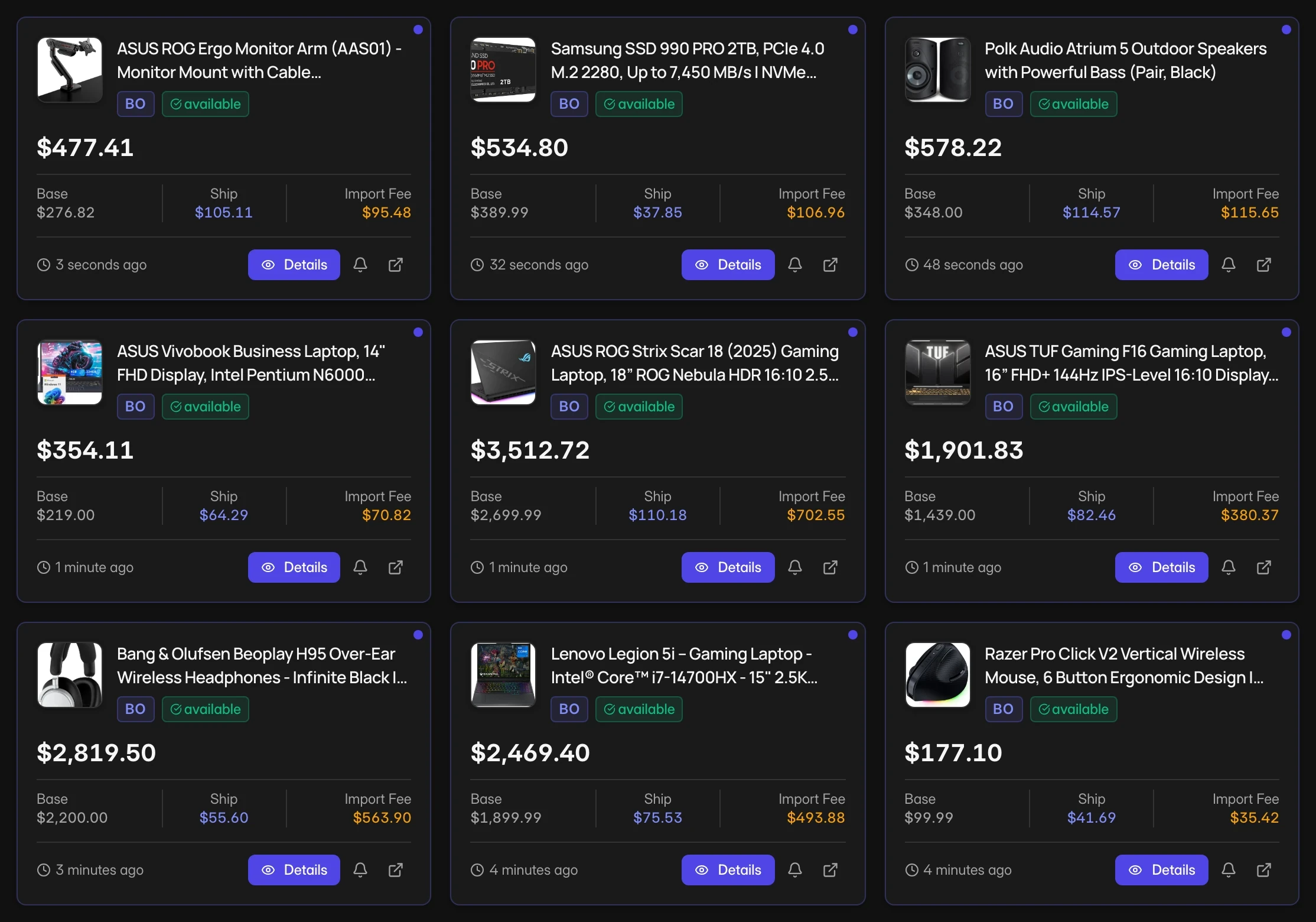 Product catalog in ASIN Watcher