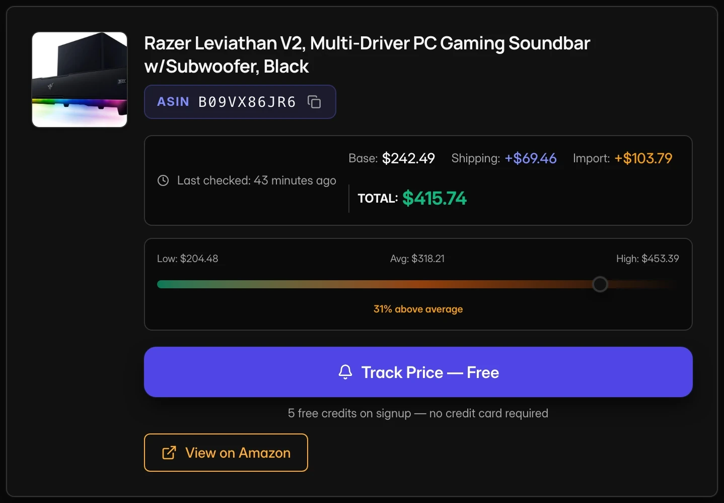 Landed cost in ASIN Watcher