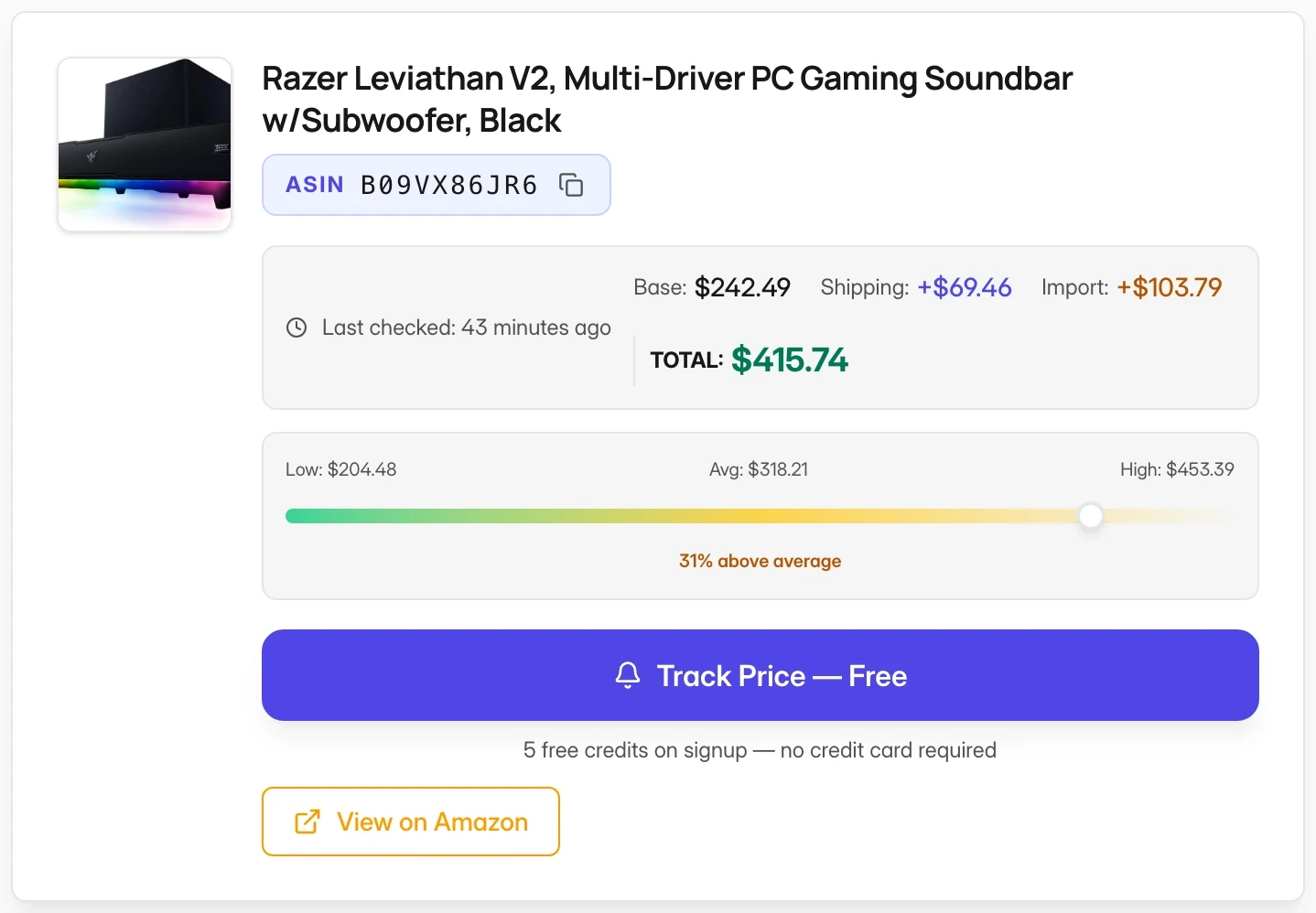 Landed cost in ASIN Watcher